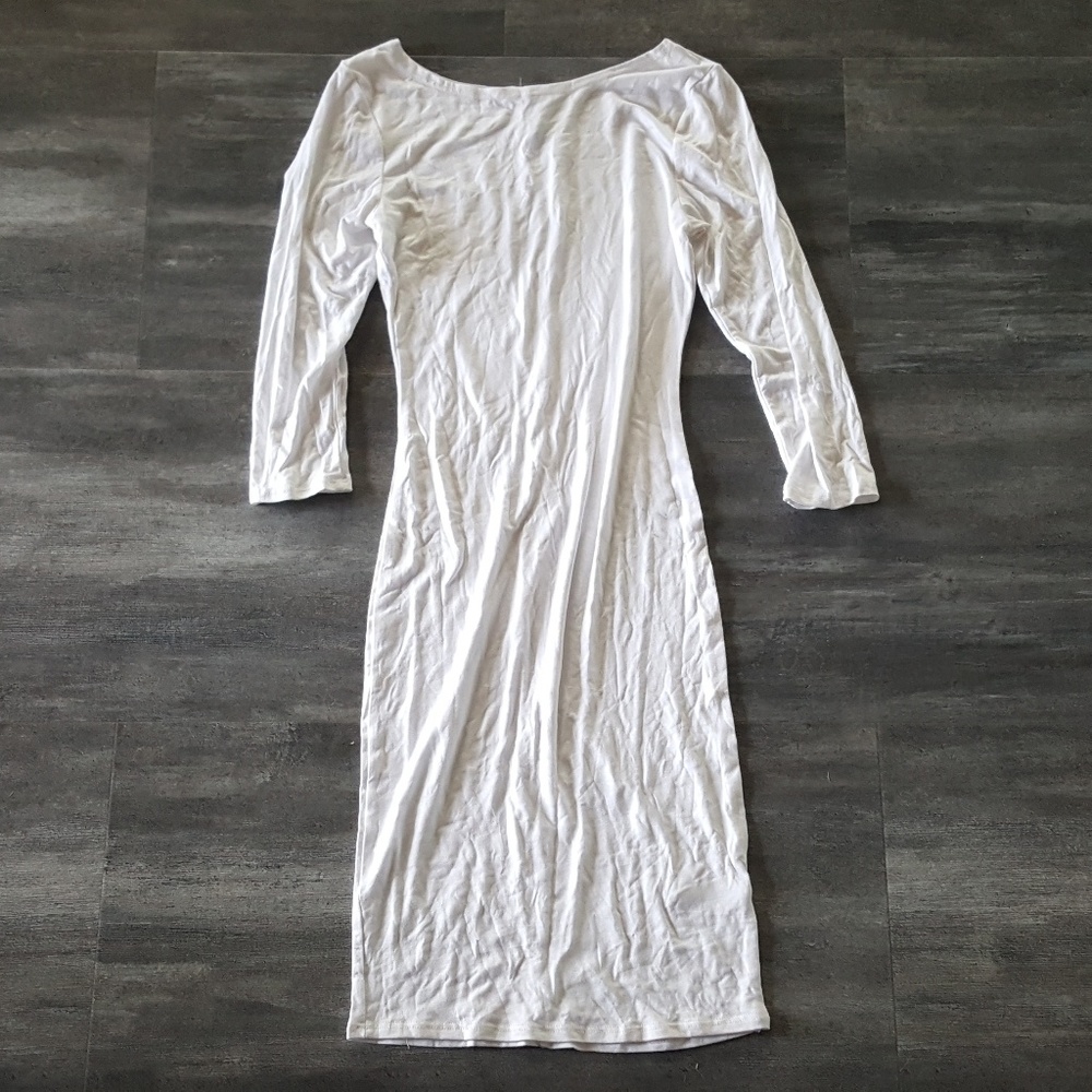 White Go Jane 3/4 Sleeve Midi